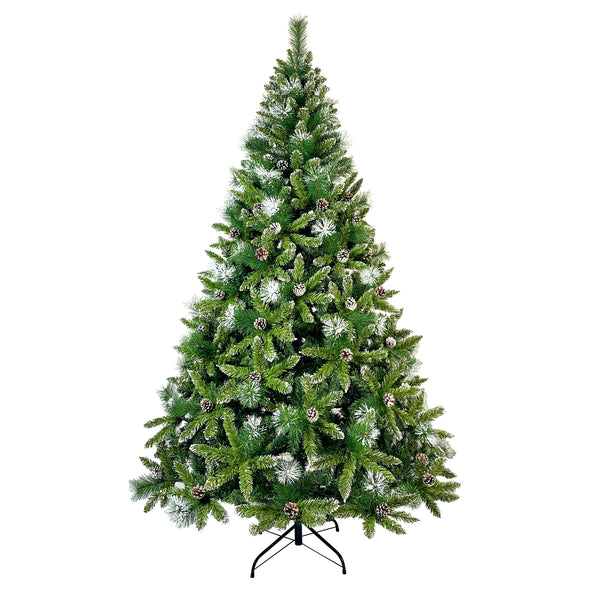 7.4ft Christmas Tree, Decorated with 65 Pine Cones and Realistic over 1300 Thicken Tips, Hinged, Easy Assembly, for Indoor and Outdoor Use