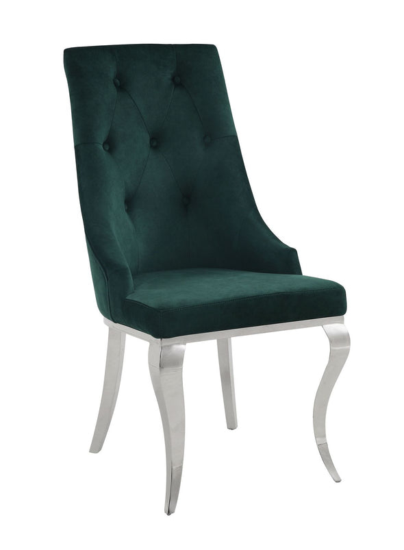 Dekel Side Chair (Set-2), Green Fabric & Stainless Steel 70142