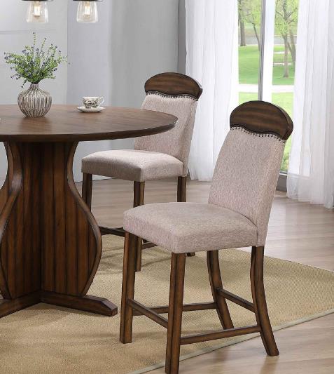 Maurice Counter Height Chair (Set-2), Linen & Oak 72462