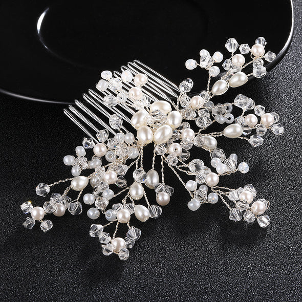 Bride handmade pearl diamond wedding accessories is a hair headdress - Bestgoodshop