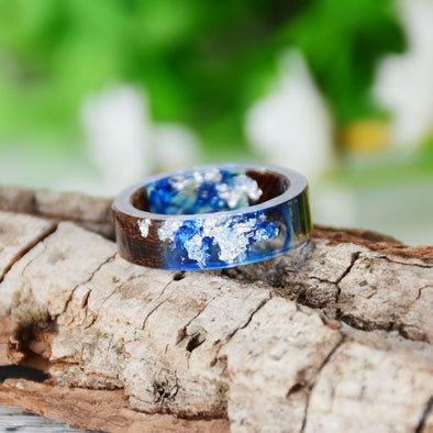 Handmade DIY romantic dry flower Real wood resin ring gold / silver, gifts for the lover - Bestgoodshop
