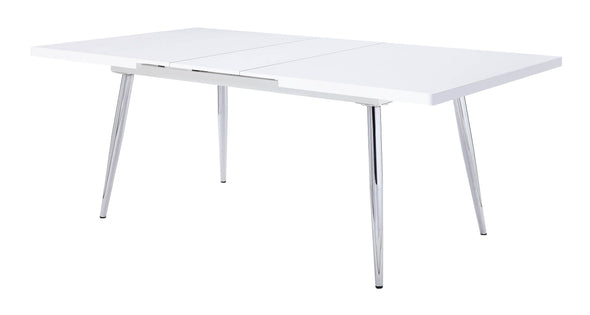 Weizor Dining Table, White High Gloss & Chrome (1Set/2Ctn) 77150