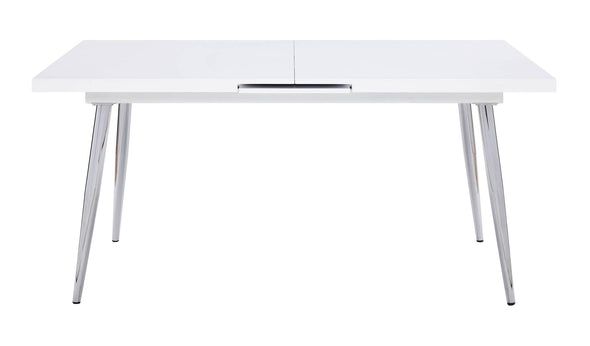 Weizor Dining Table, White High Gloss & Chrome (1Set/2Ctn) 77150