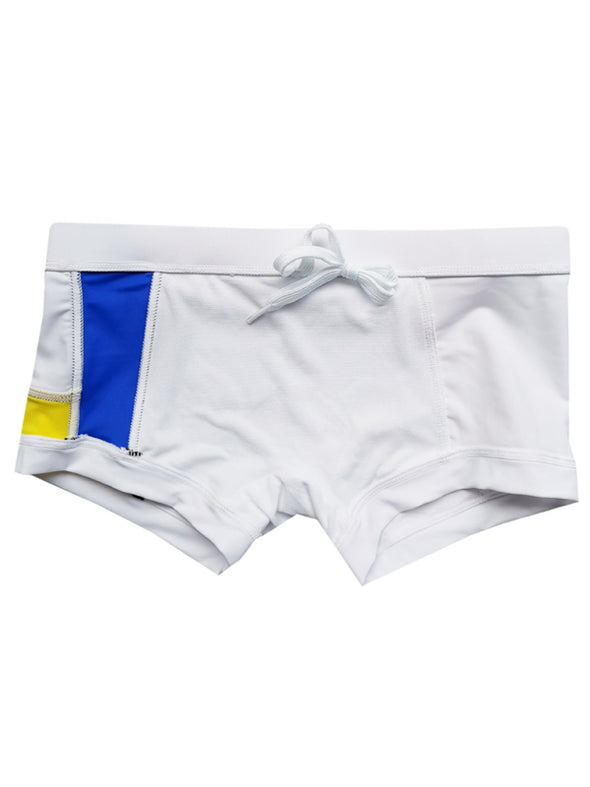 Men's Multicolor Patchwork Sexy Belt Cup Boxer Swim Shorts