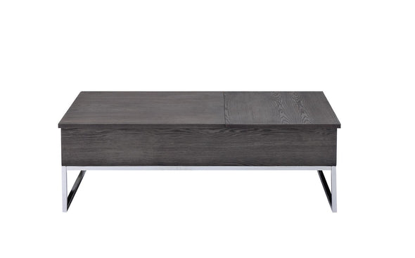 Iban - Coffee Table w/Lift Top, Gray Oak  Chrome 81170