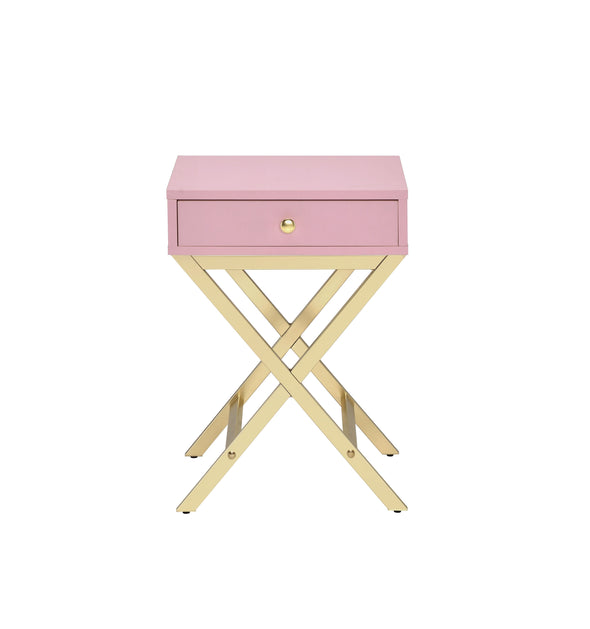 Coleen Side Table, Pink & Gold 82698