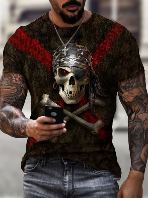 3D Personality Skull Full-body Printing T-shirt Short-sleeved