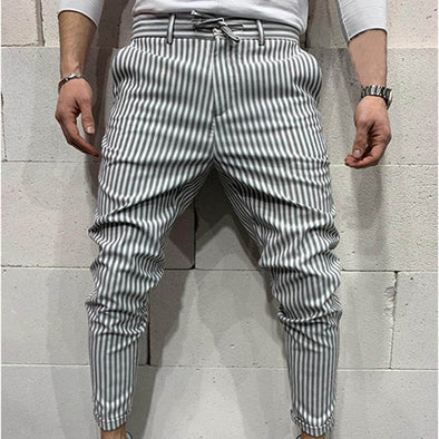 Men's solid color striped trousers