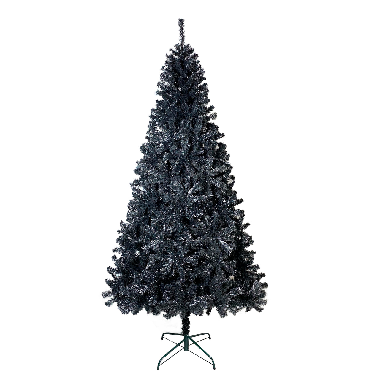 7.5FT  Unlit Black Artificial Christmas Tree with Foldable Metal Stand PVC Fir Tree 1,500 Branch Tips