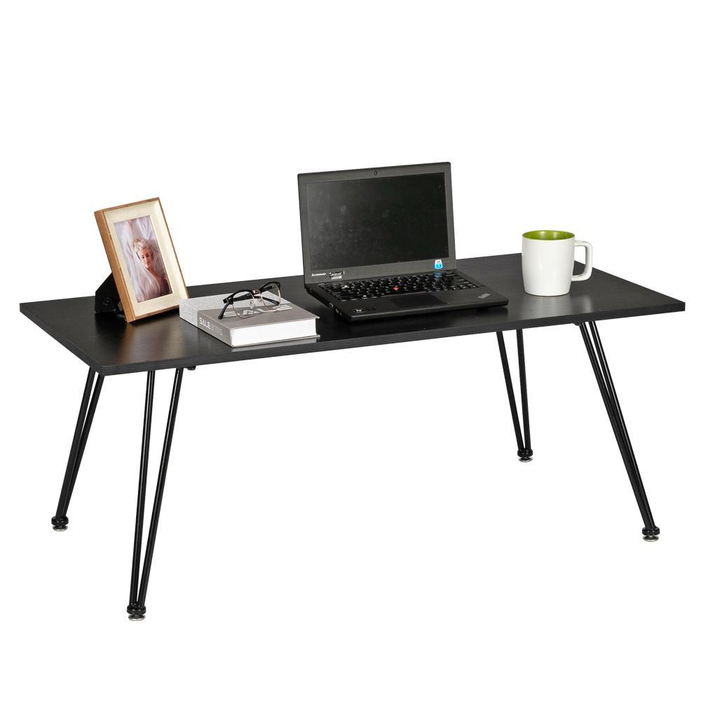 Artisasset Single Layer 1.5cm Thick MDF Desktop Square Pointed Iron Coffee Table Black - Bestgoodshop