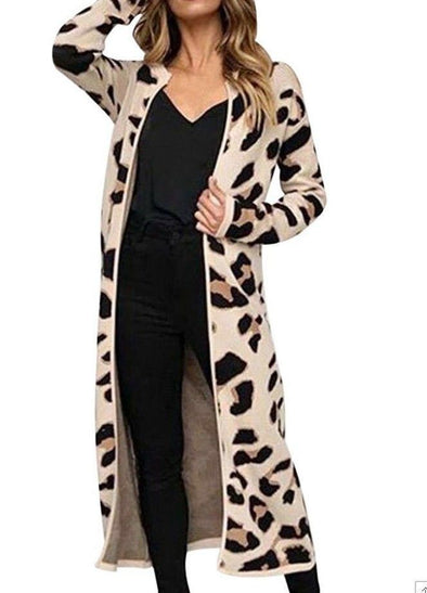 Long Coat Leopard Cardigan Loose Women's Top