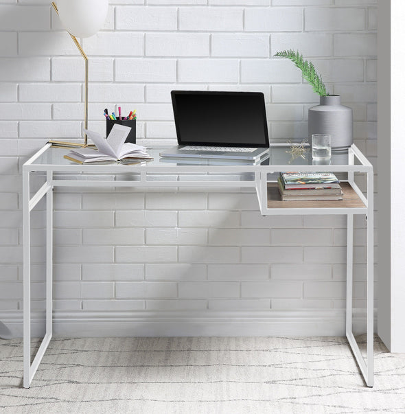 Yasin Desk, White & Glass 92582