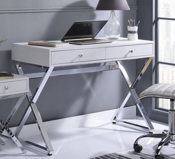 Coleen Desk, White & Chrome 92610