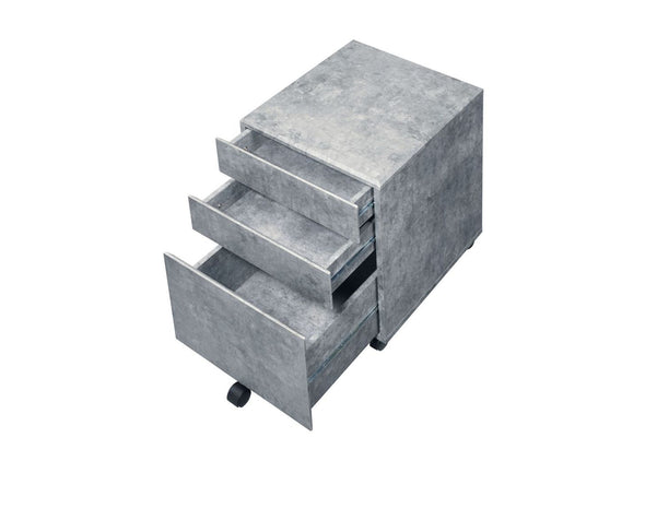 Jurgen File Cabinet, Faux Concrete & Silver 92909