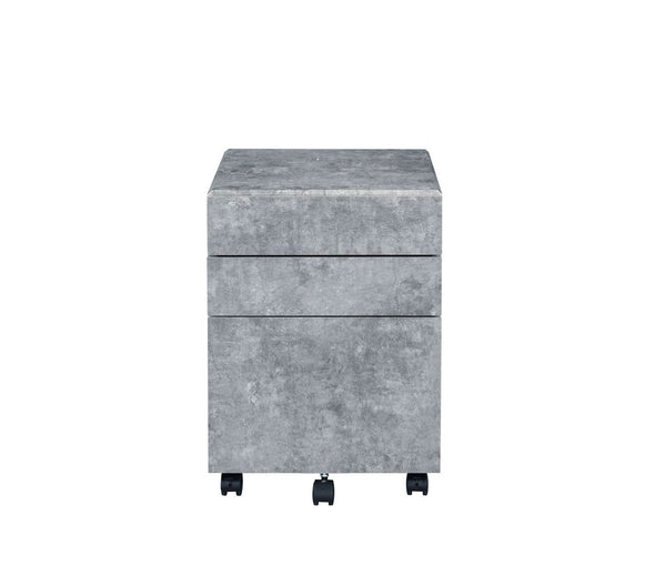 Jurgen File Cabinet, Faux Concrete & Silver 92909