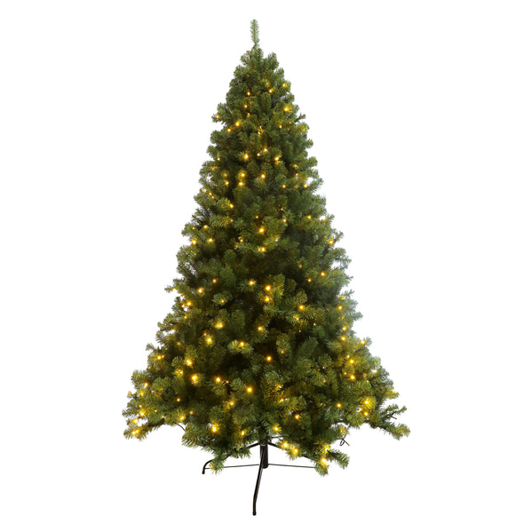 Pre-lit Christmas Tree 7.5ft Artificial Hinged Xmas Tree with 400 Pre-strung Led Lights Foldable Stand
