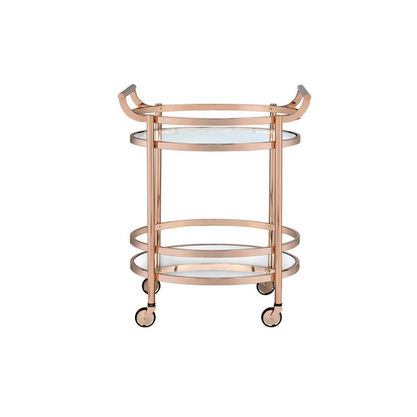 Lakelyn Serving Cart, Rose Gold & Clear Glass 98192
