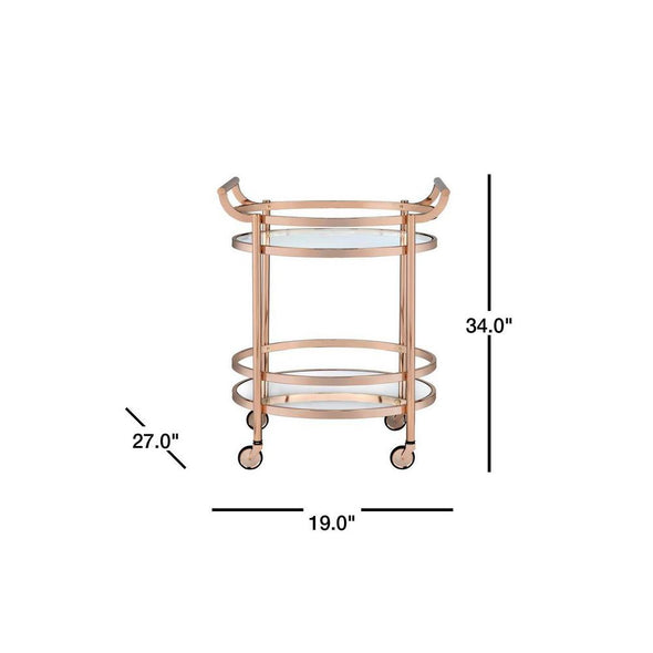 Lakelyn Serving Cart, Rose Gold & Clear Glass 98192