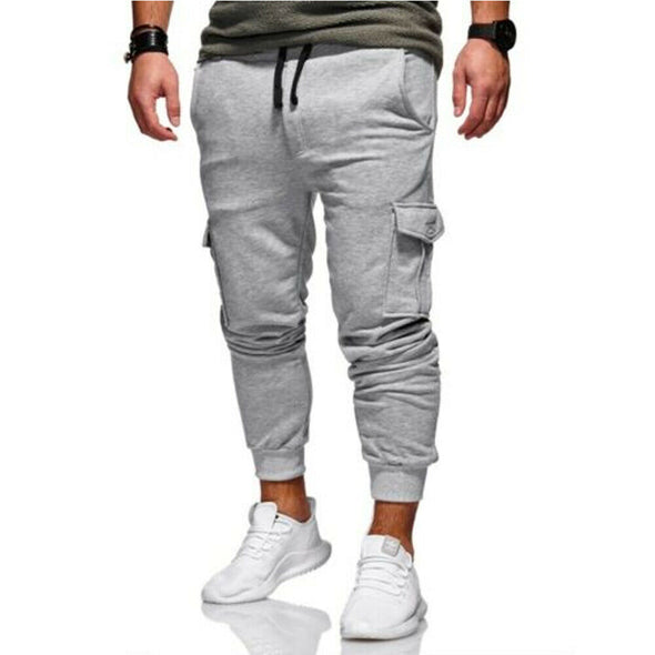 Men Cotton Pants Sport Long With Pockets For Fitness - Bestgoodshop
