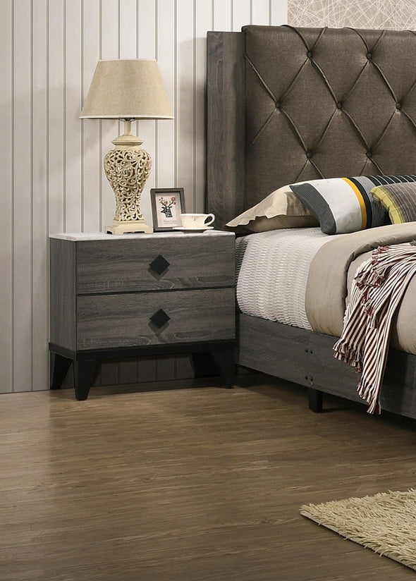 Bedroom Furniture Contemporary Look Grey Color Nightstand Drawers Bed Side Table plywood