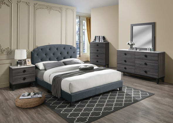 Bedroom Furniture Contemporary Look Grey Color Nightstand Drawers Bed Side Table plywood
