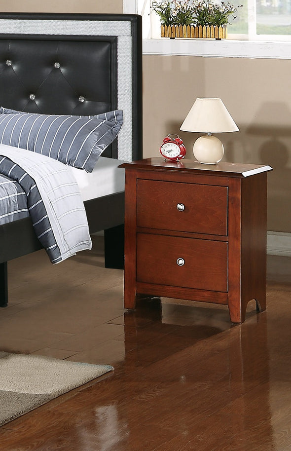 Bedroom Nightstand Cherry Color Wooden 2 Drawers Table Bed Side Table