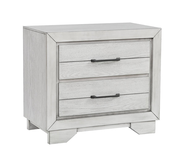 Contemporary 1Pc White Finish Two Storage Drawers End Table Nightstand Wood Veneers & Solids
