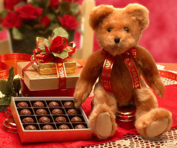 Valentine Hugs & Kisses Teddy Bear & Chocolates