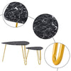 [84 x 83 x 46]cm Marble Iron Foot Coffee Table Side Table Set of 2 Black - Bestgoodshop