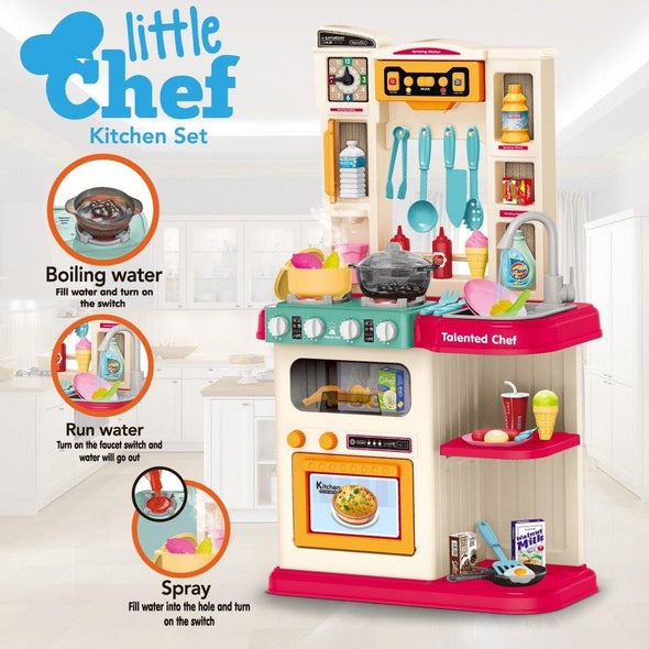 Role Play Kids Kitchen Playset With Real Cooking Spray And Water Boiling Sounds - Bestgoodshop