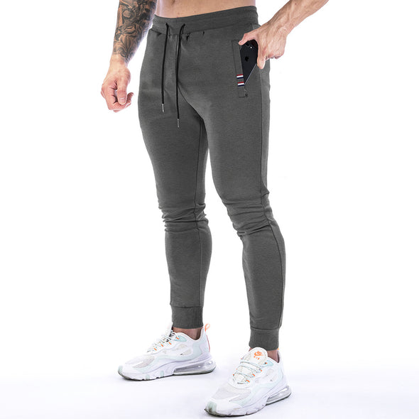Solid Color Zip Pocket Sports Trousers