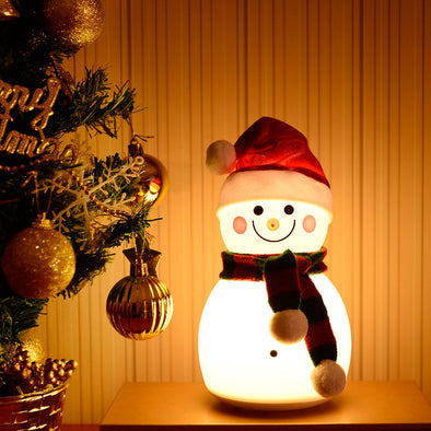 Christmas Snowman Music Night Light Rechargeable Portable Cute Silicone