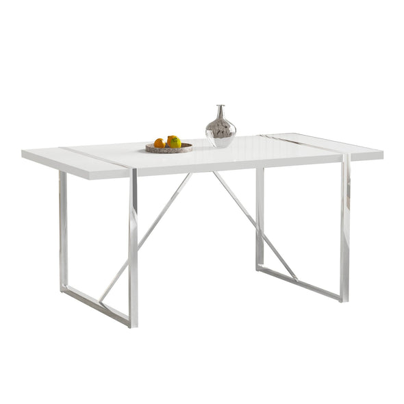 Rustic Industrial Rectangular MDF Wood White Dining Table For 4-6 Person, With 1.6" Thick Engineered Wood Tabletop and plating Metal Legs