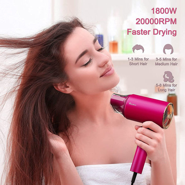 Water Ionic Hair Dryer, 1800W Blow Dryer With Magnetic Nozzle 2 Speed And 3 Heat Settings Powerful Low Noise Fast Drying