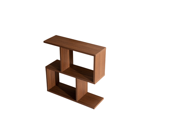 23 inch Alfa Rectangle 4 Shelves Accent Table End Table, Narrow Chairside Table, Skinny End Table for Living Rooms, Walnut
