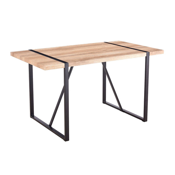 55.1" W x 31.4" D x 29.9" H Rustic Industrial Rectangular Wood Dining Table For 4-6 Person,  With 1.5" Thick Engineered Wood