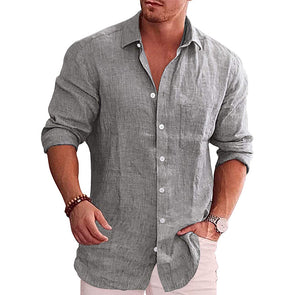 Cotton And Linen Ordinary Fit Type Lapel Shirt
