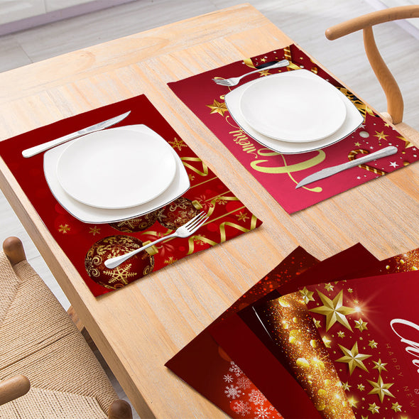 Christmas Red Series Cotton And Linen Placemat