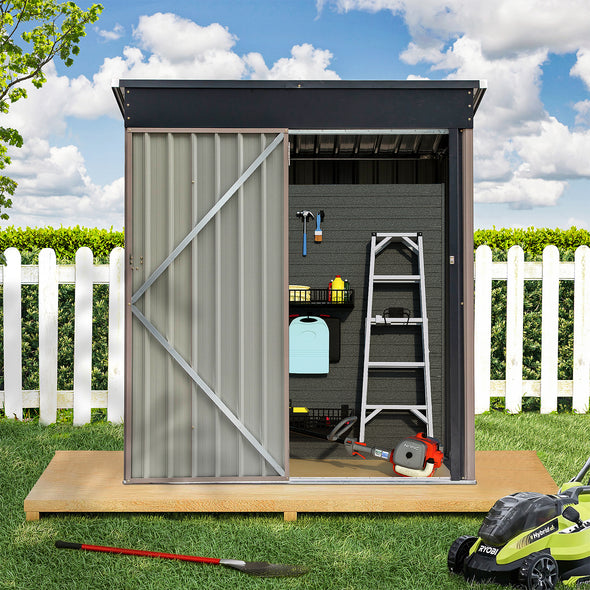 Outdoor Storage Shed, 5x3 ft Metal Sheds & Outdoor Storage Garden Tool Bike Shed with Lockable Door, Waterproof Design for Backyard, Patio, Lawn