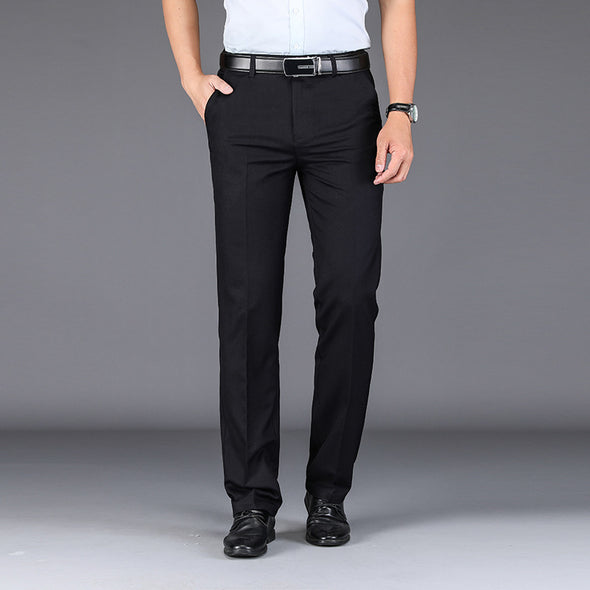 Straight Solid Color Casual Trousers