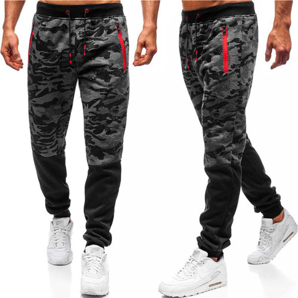 Slim-fit Trousers With Camouflage Lace-up Trousers For Men
