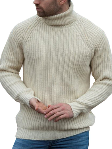 Men'S Stand-Up Collar Pure Metal Pullover Sweater