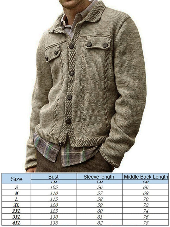 Men'S Slim Fit Single-Breasted Knit Shirt With Lapel
