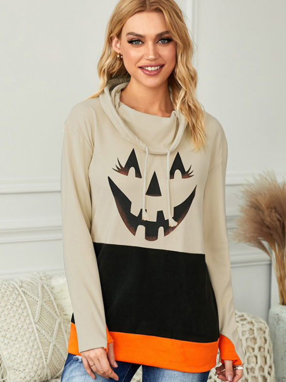 Women's Dropped Sleeves Loose Halloween Themed Print Top