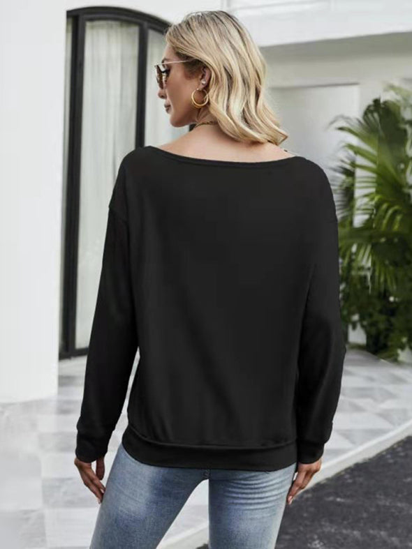 Women's Slanted Shoulder Printed Casual Top