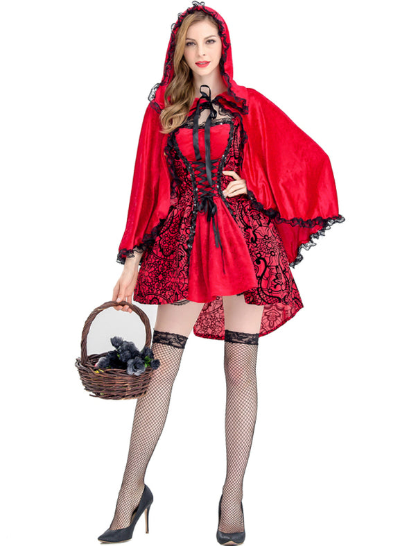 Halloween Jacquard Cape Little Red Riding Hood Costume Large