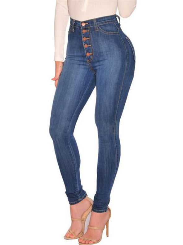 Women's Button Blouse High Waist Ankle Skinny Jeans