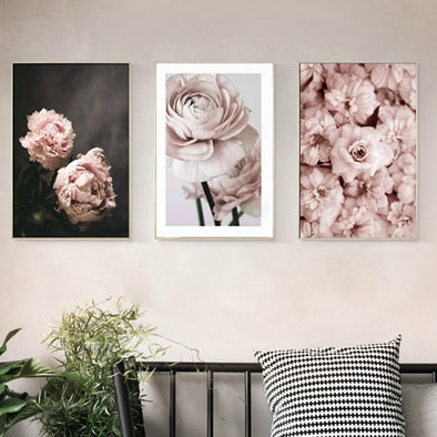 Modern Romantic Light Pink Flowers Canvas Paintings - Bestgoodshop