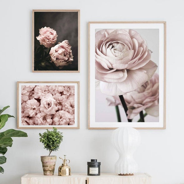 Modern Romantic Light Pink Flowers Canvas Paintings - Bestgoodshop