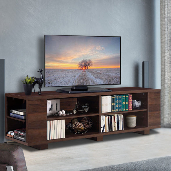 59'' TV Stand MDF Wood Console With Adjustable Shelf - Bestgoodshop
